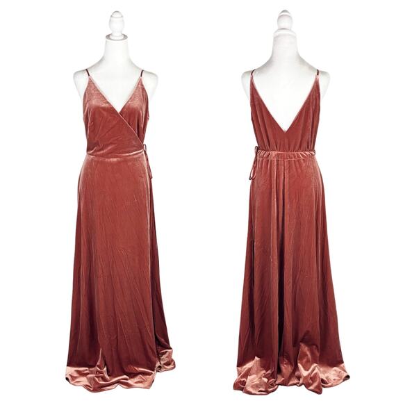 Jenny Yoo Andi Velvet Maxi Dress Cinnamon Rose 12 NEW - Picture 4 of 13